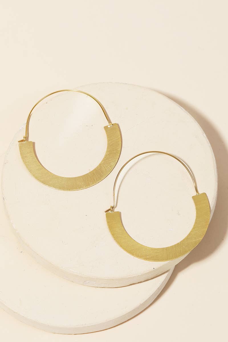 Metallic Brushed U Shape Cutout Hoop Earrings