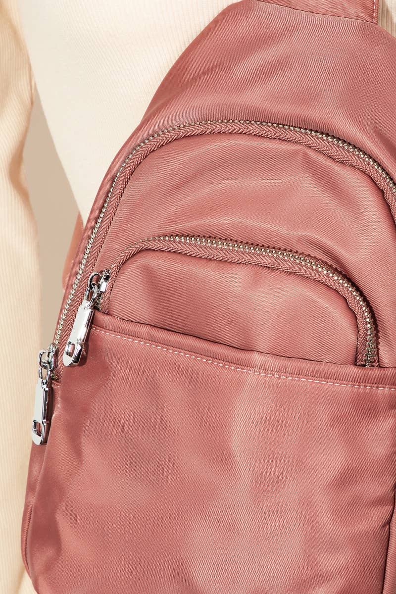 Khaki Nylon Sling Bag