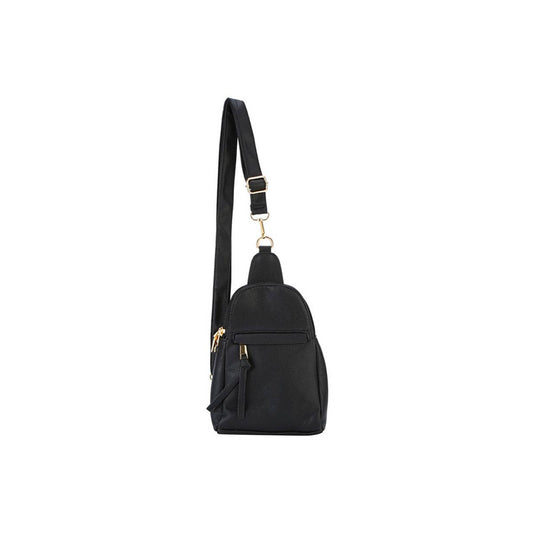 Black Faux Leather Detachable Sling Bag