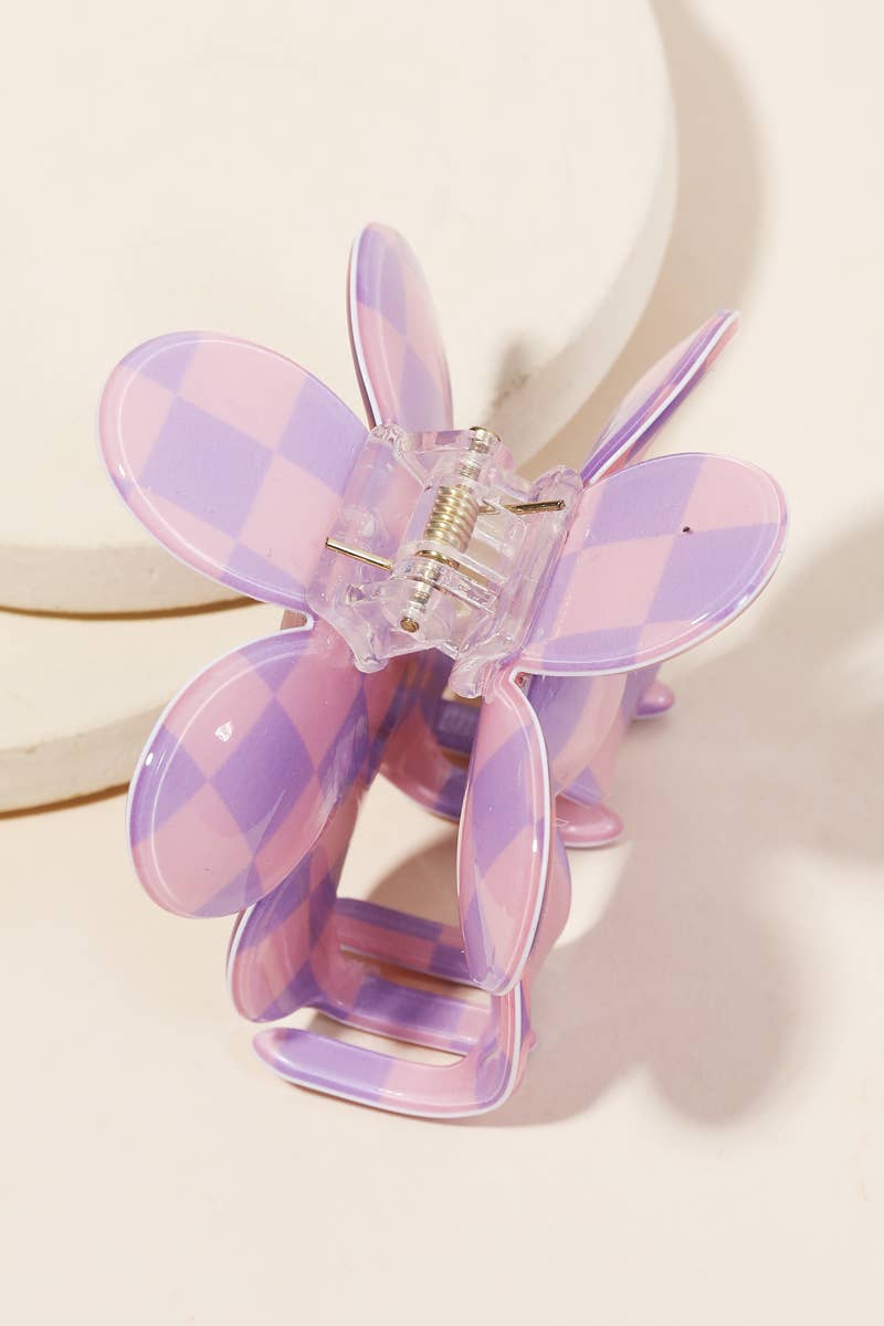 Checkered Pattern Flower Hair Clip