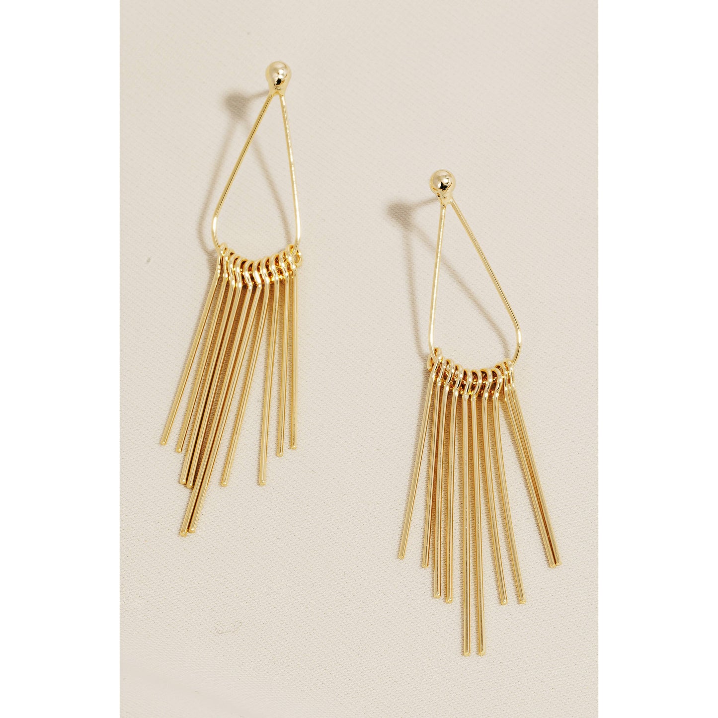 Gold Bar Fringe Tear Dangle Earrings