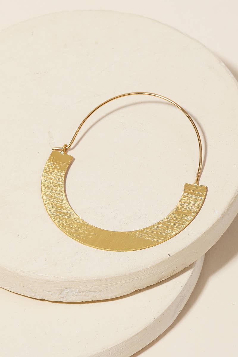 Metallic Brushed U Shape Cutout Hoop Earrings