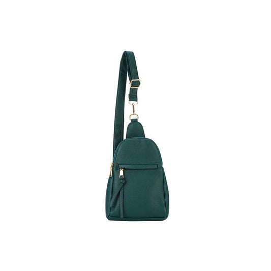 Green Faux Leather Detachable Sling Bag
