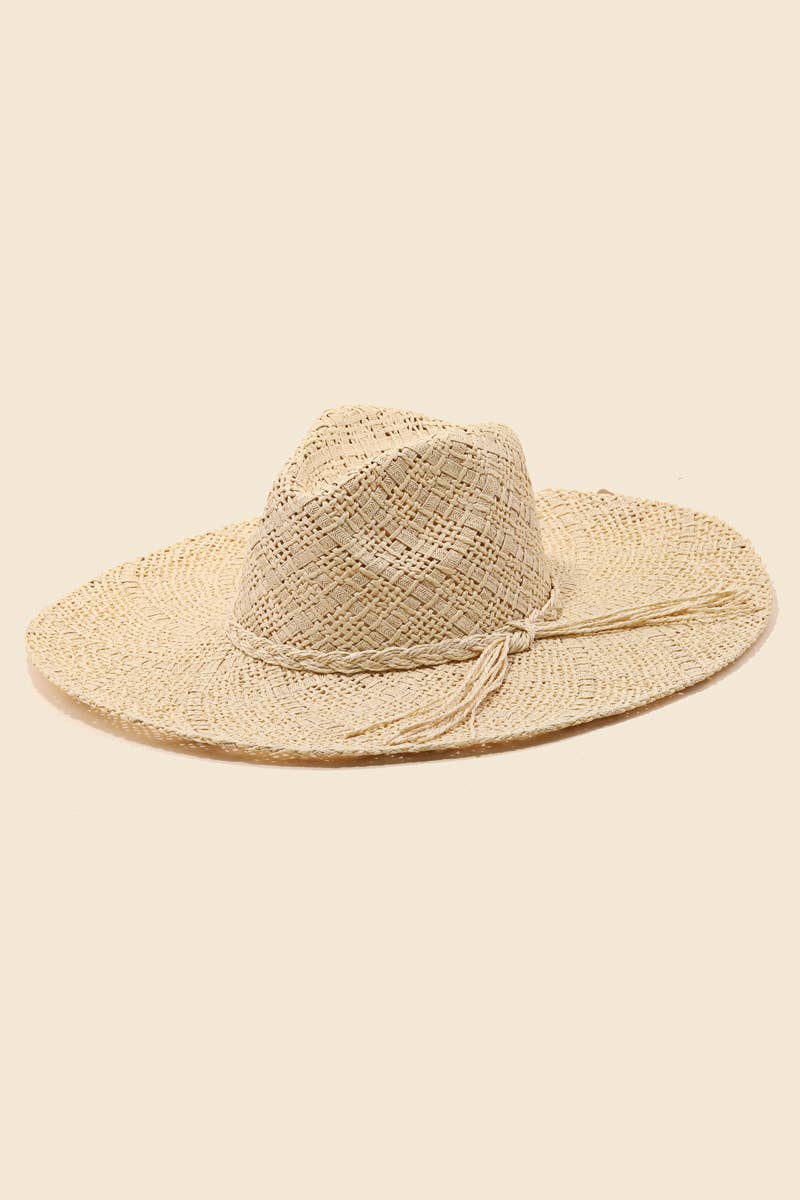 Khaki Intricate Straw Weave Sun Hat