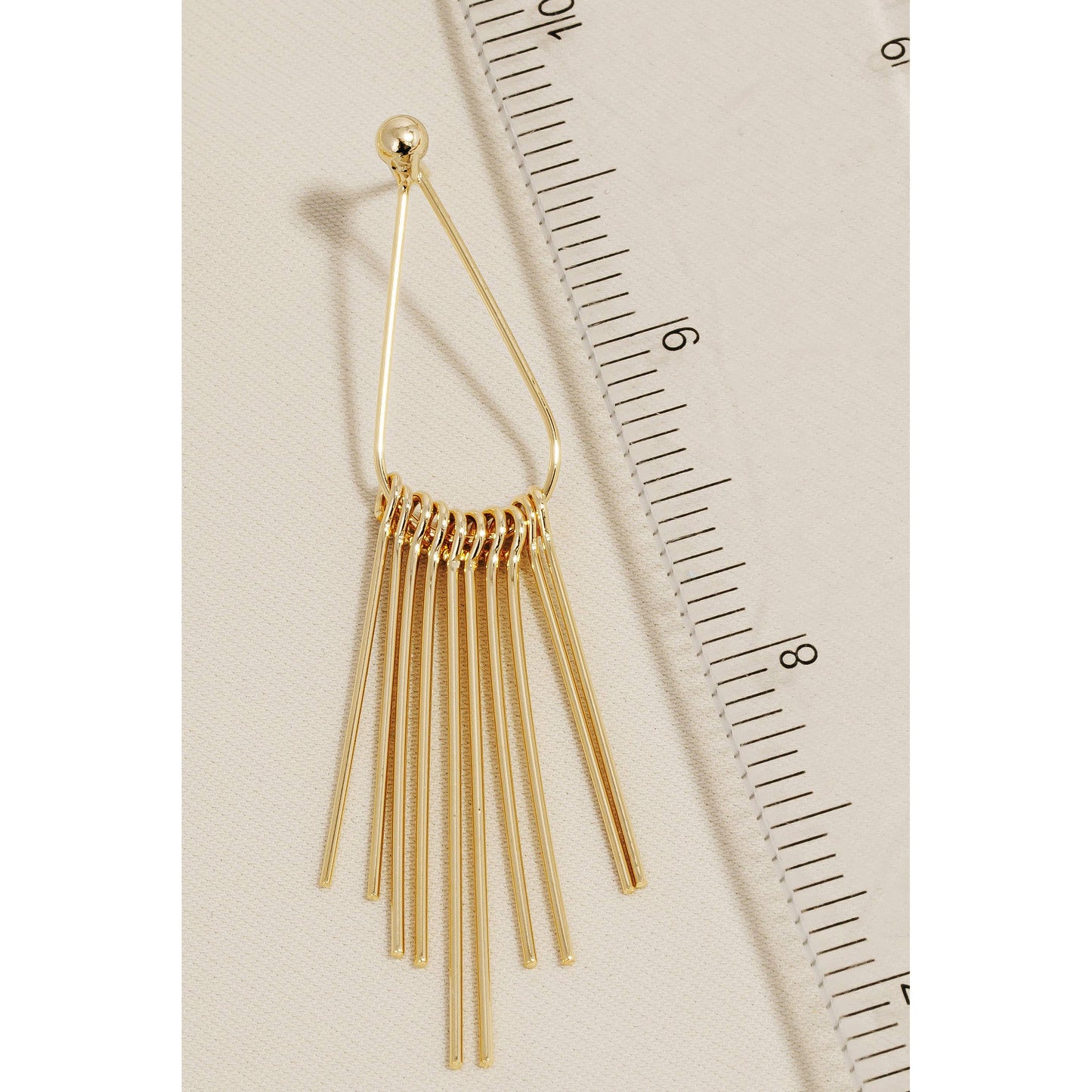 Gold Bar Fringe Tear Dangle Earrings