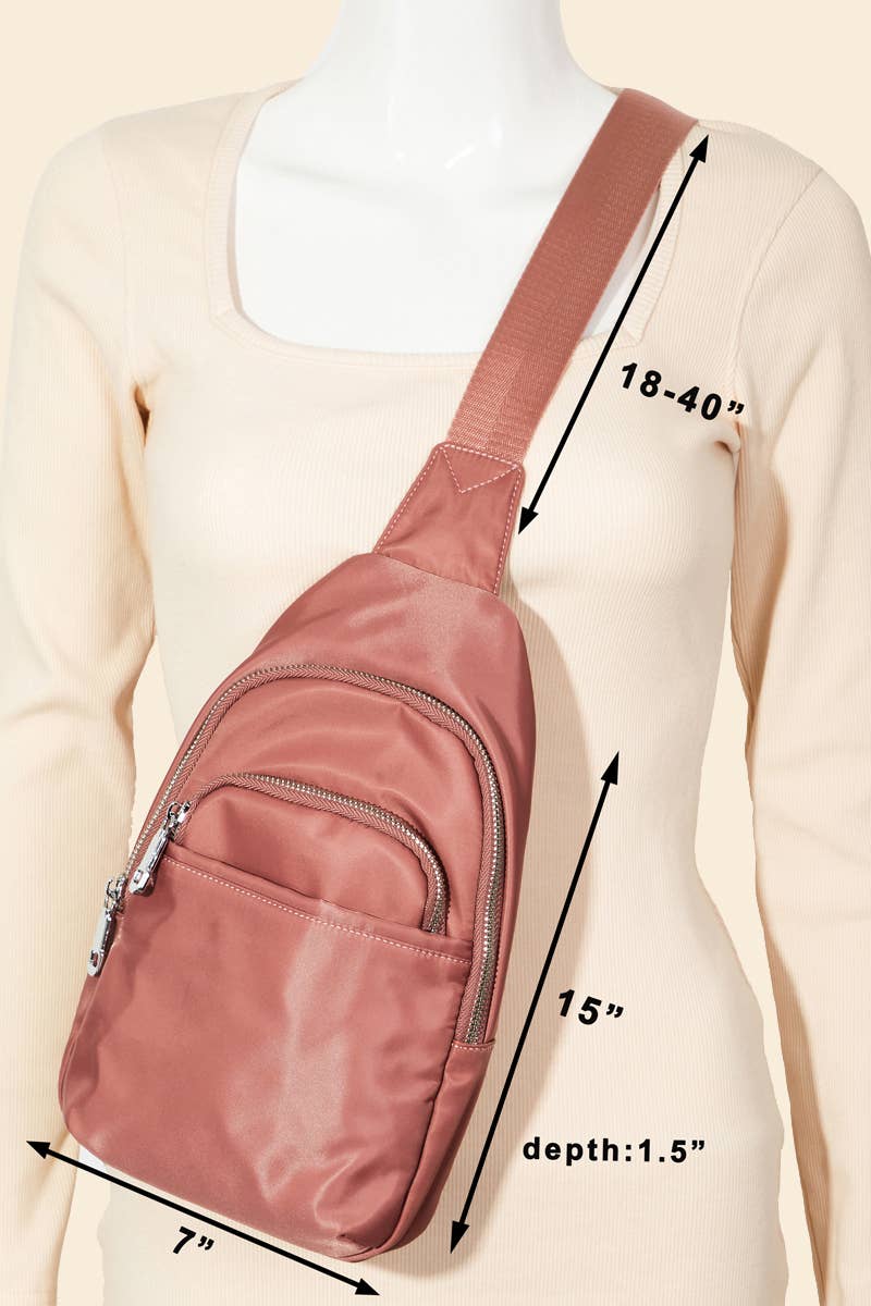 Khaki Nylon Sling Bag