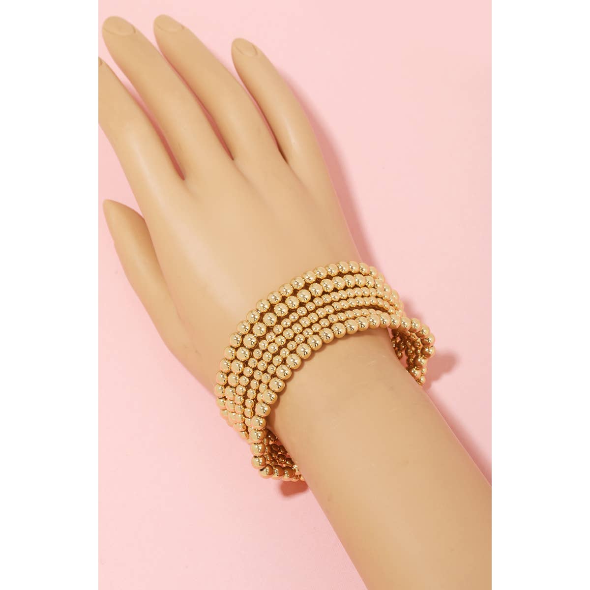 Gold Dipped Ball Bead Bracelet Set