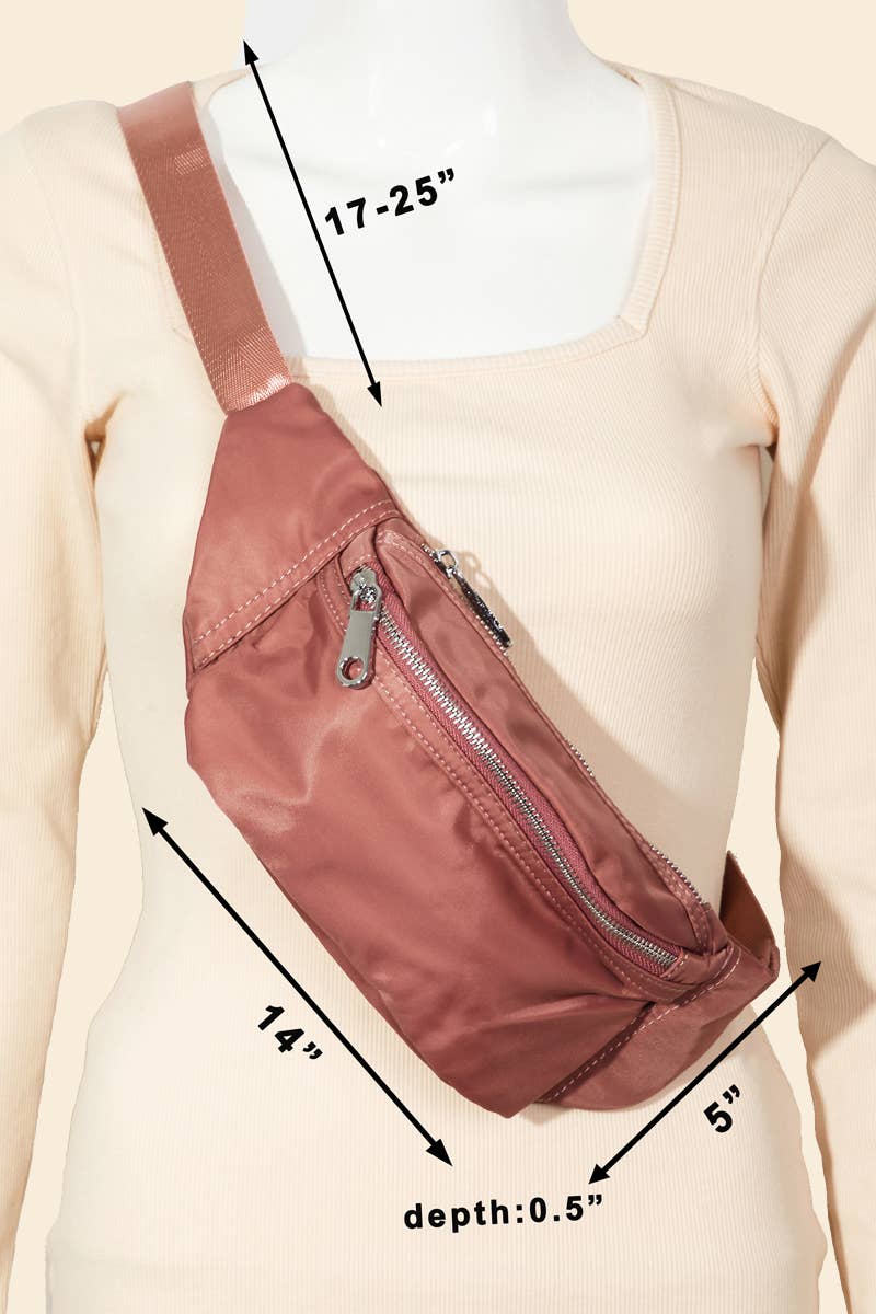 Pink Nylon Fanny Pack Bag