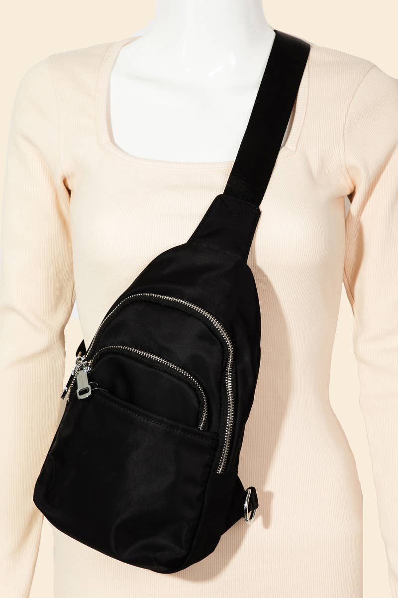 Black Nylon Sling Bag