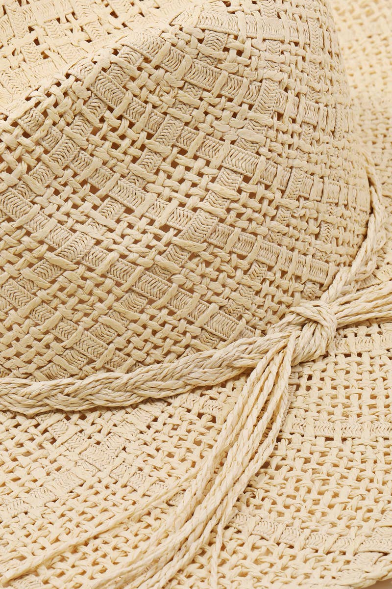 Ivory Intricate Straw Weave Sun Hat