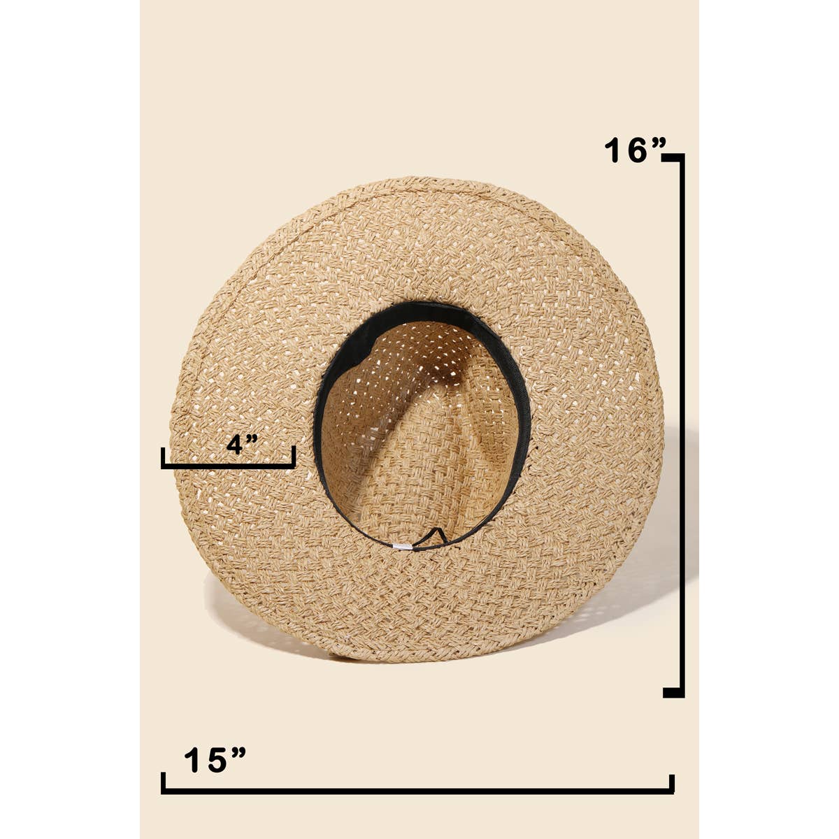 Straw Braided Black Ribbon Strap Sun Hat: KA