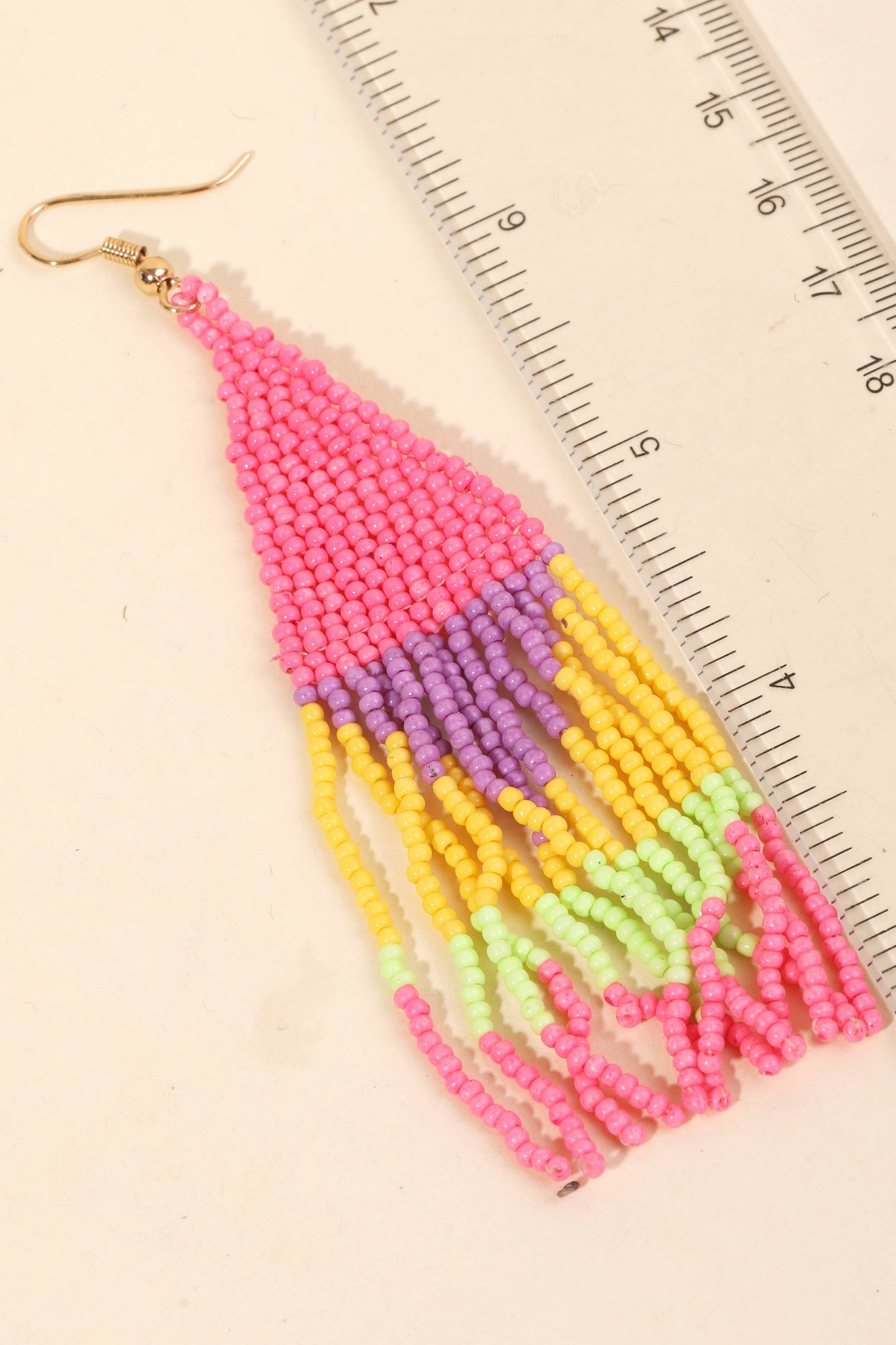 Seed Beaded Triangle Fringe Earrings