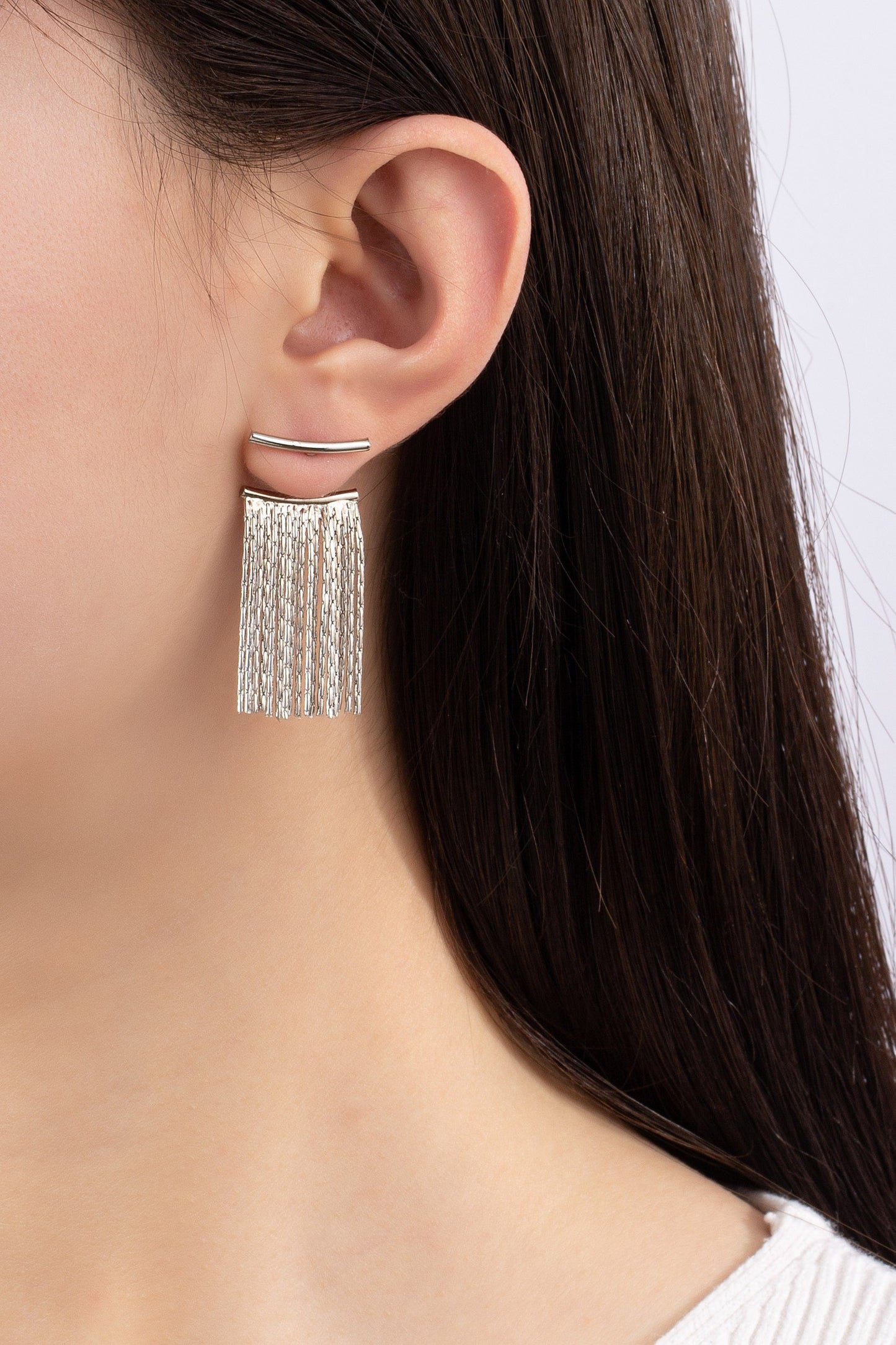 Silver Chain Tassel Earrings