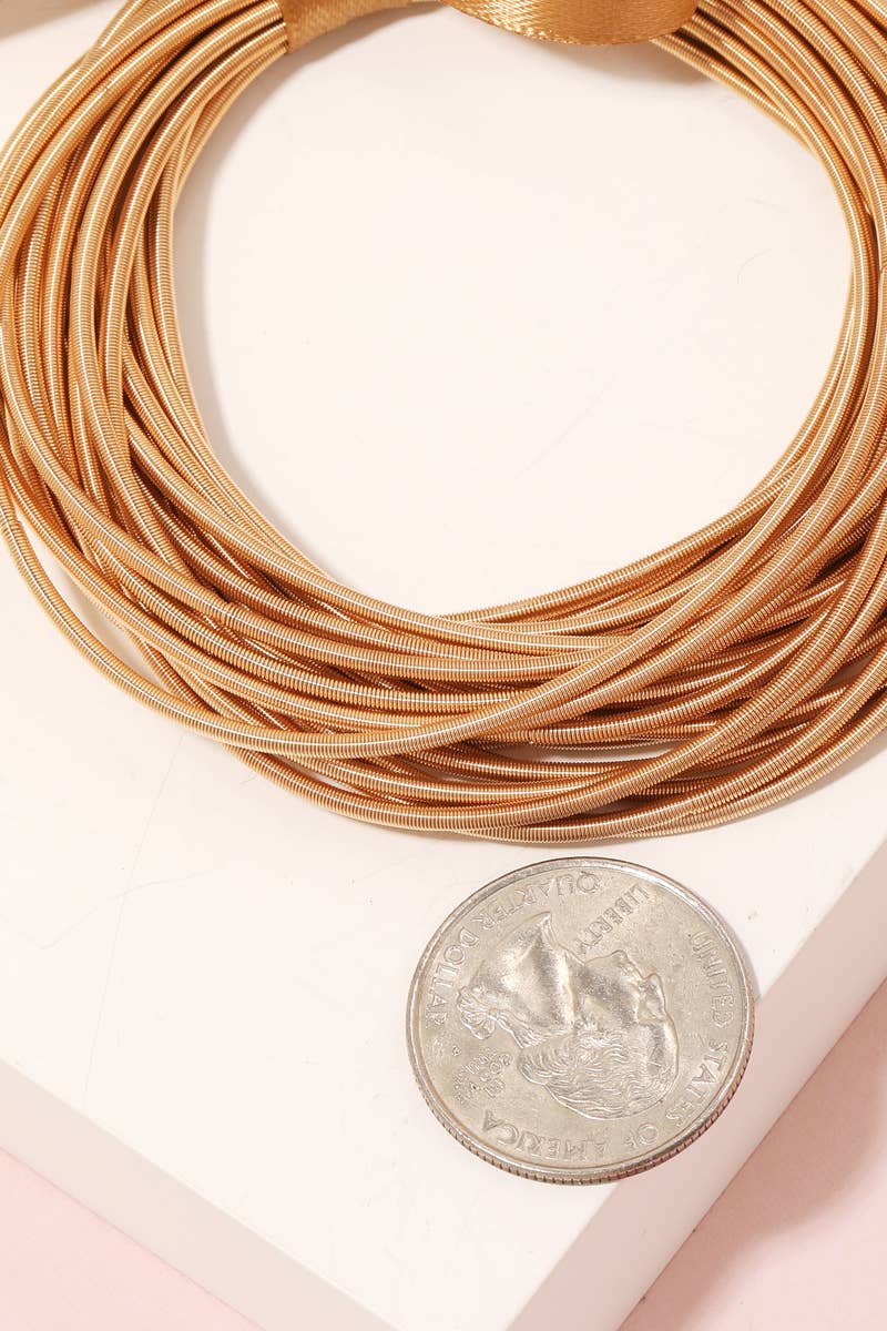 Gold Metallic Elastic Ribbon Bracelet Set