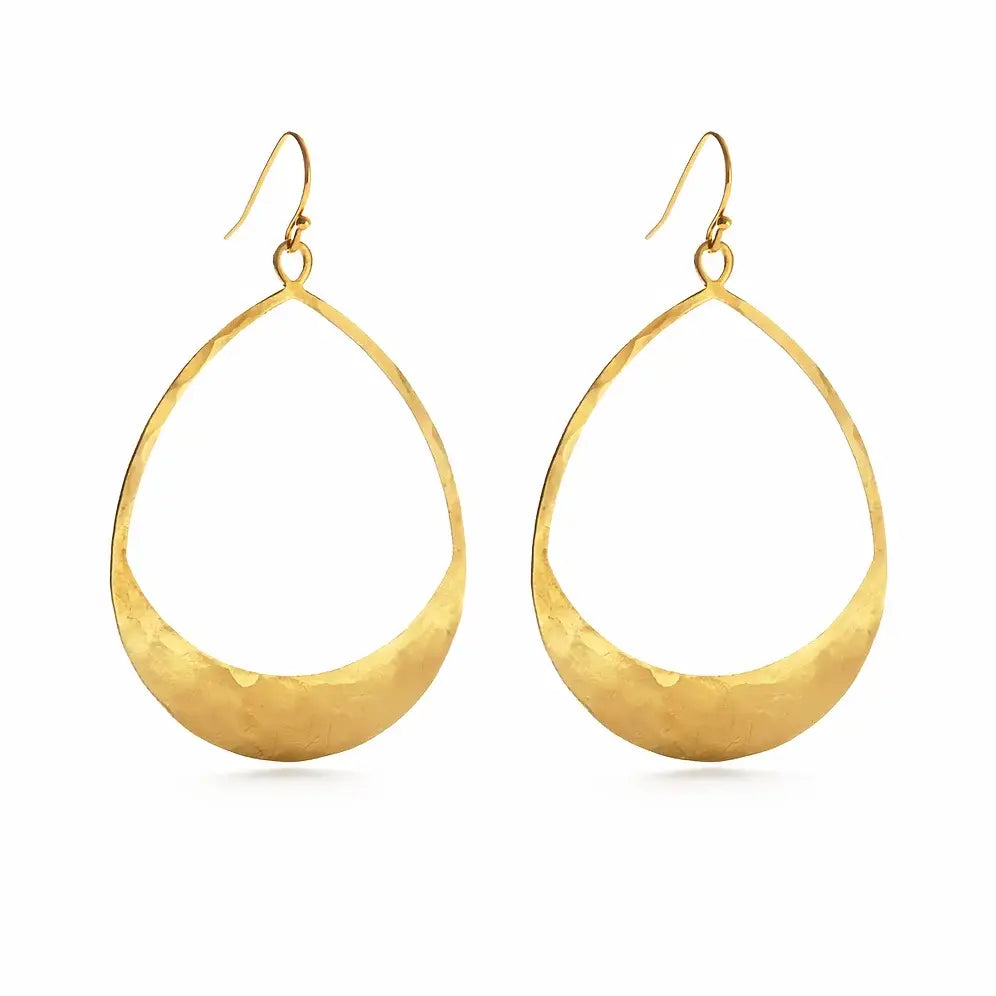 Hammered Brass Teardrop Earrings