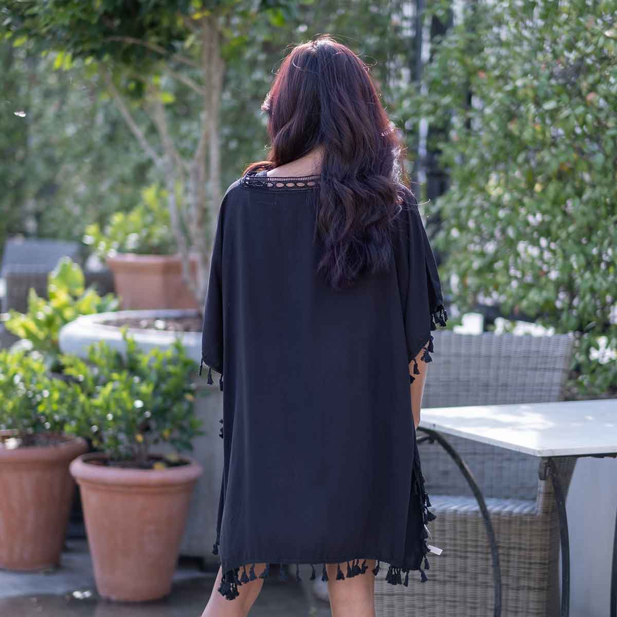 Black Fringe Swim Cover Up