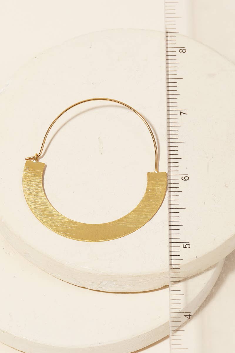Metallic Brushed U Shape Cutout Hoop Earrings: G